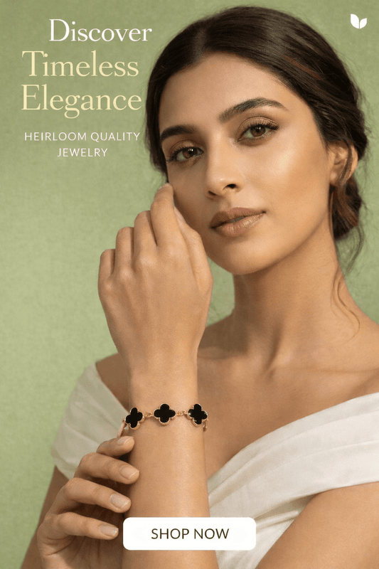 Black Clover Bracelet for Women | Anti - Tarnish Waterproof Gold - Plated 5 - Motif Chain Bracelet - Anamora