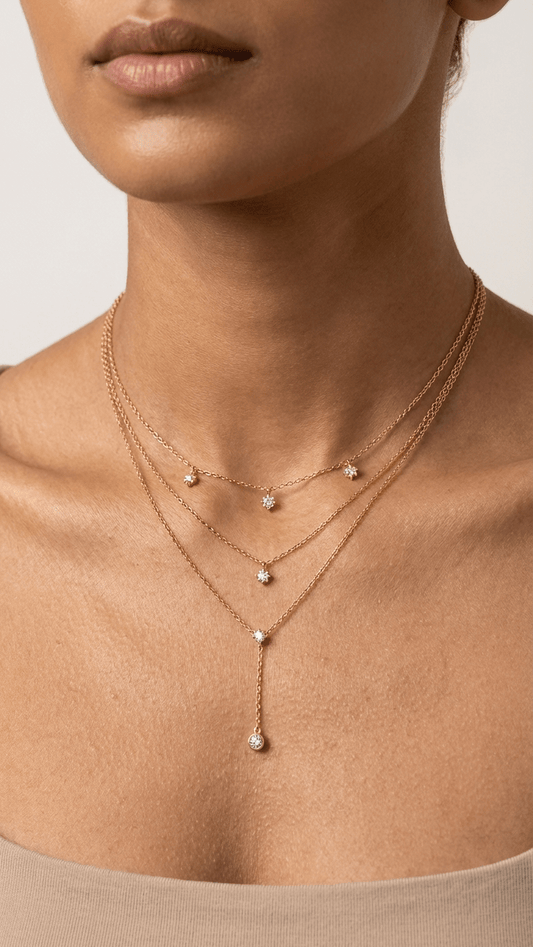 Triple Layer Star Necklace | Gold | Anti - Tarnish | Minimal Jewelry - Anamora