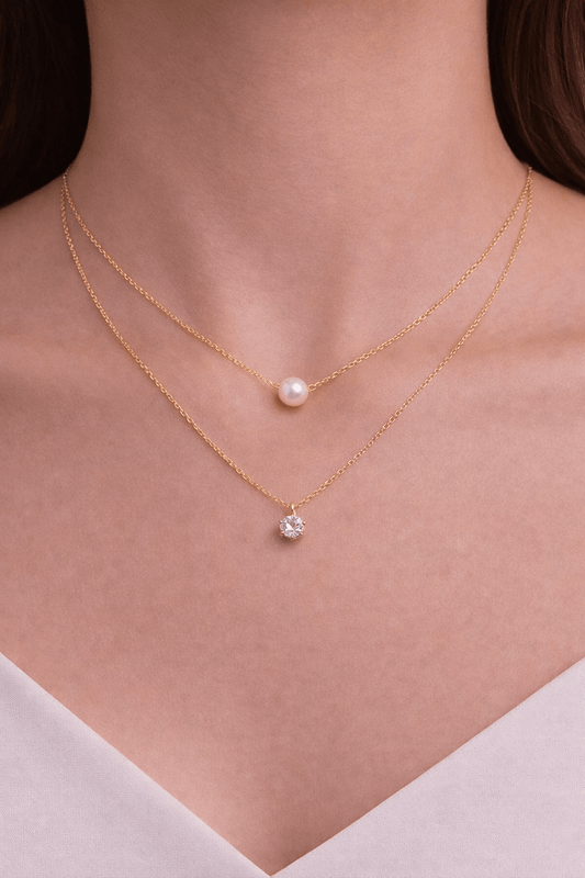 Anamora's Delicate Gold Necklace for Women | Minimal Pearl & Charm Pendant Necklace | Elegant Everyday Jewelry - Anamora