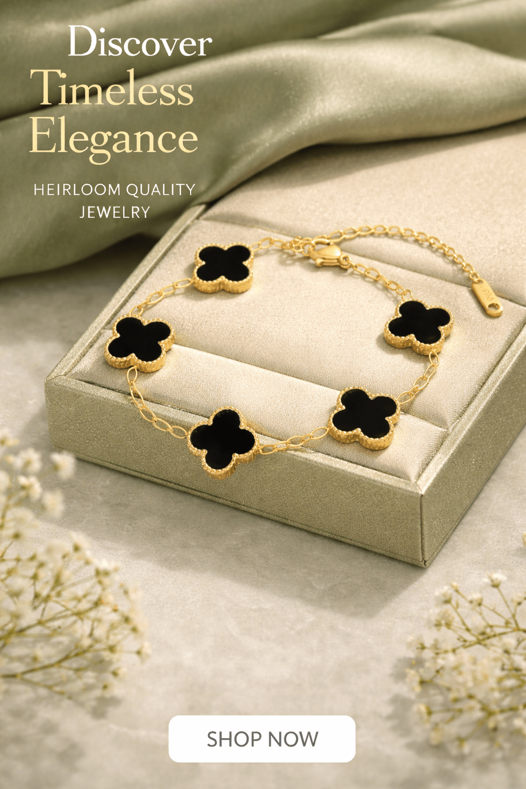 Black Clover Bracelet for Women | Anti - Tarnish Waterproof Gold - Plated 5 - Motif Chain Bracelet - Anamora