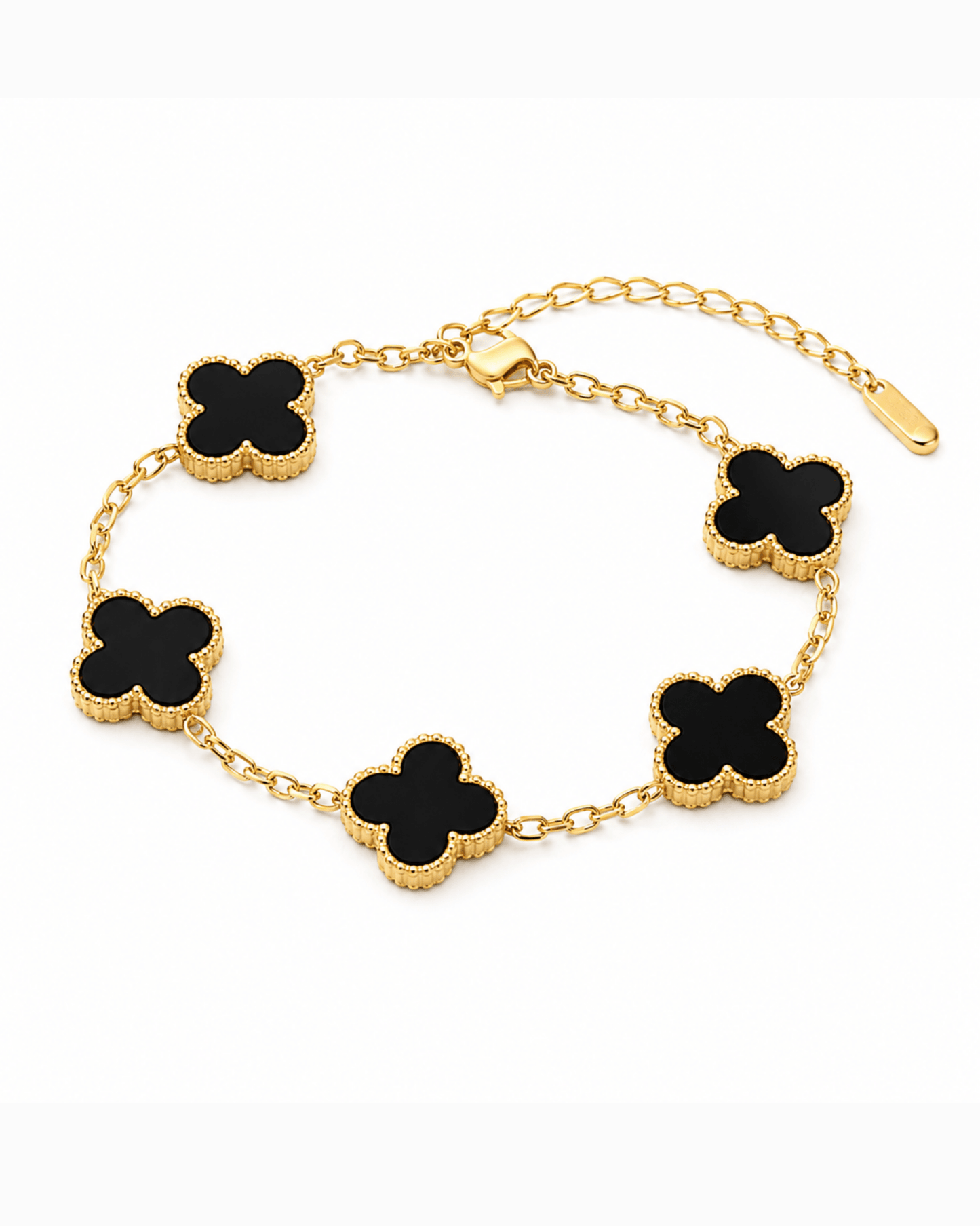 Black Clover Bracelet for Women | Anti - Tarnish Waterproof Gold - Plated 5 - Motif Chain Bracelet - Anamora