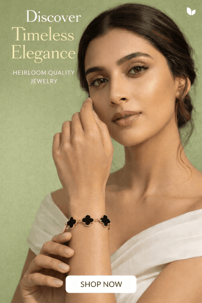 Black Clover Bracelet for Women | Anti - Tarnish Waterproof Gold - Plated 5 - Motif Chain Bracelet - Anamora
