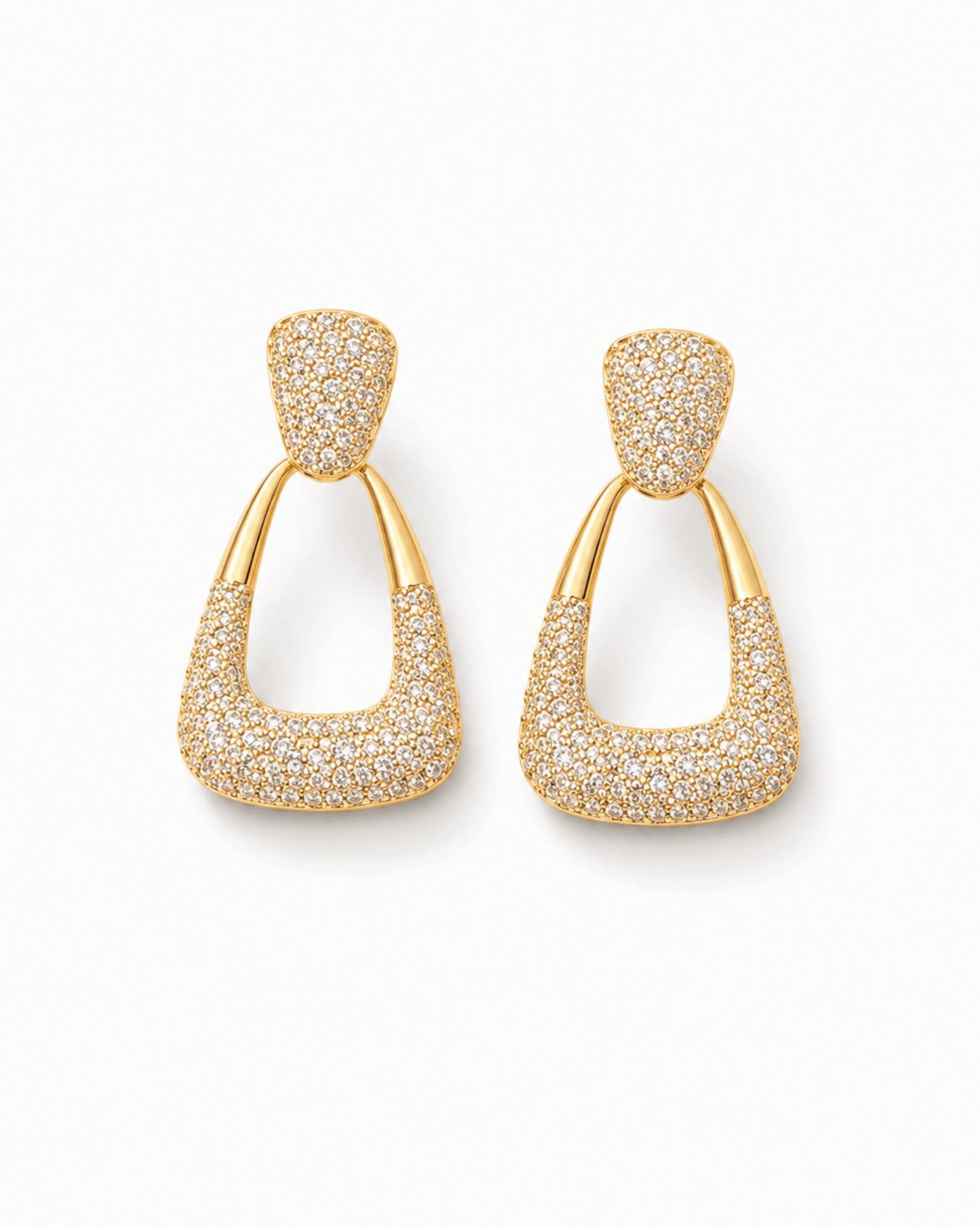 Gold Pavé Drop Earrings | American Diamond CZ Statement Earrings for Bridal & Party Wear Women - Anamora