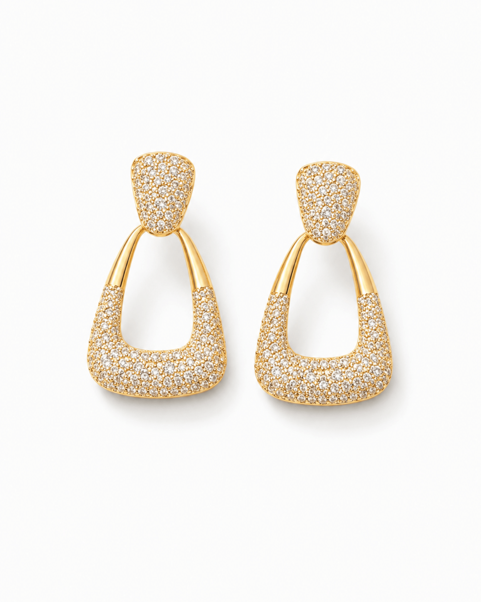Gold Pavé Drop Earrings | American Diamond CZ Statement Earrings for Bridal & Party Wear Women - Anamora