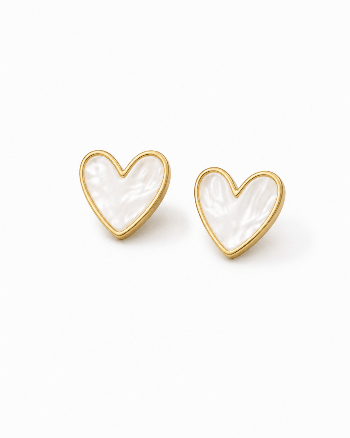 Heart Stud Earrings for Women | Mother of Pearl Heart Earring Anti - Tarnish Waterproof Hypoallergenic - Anamora
