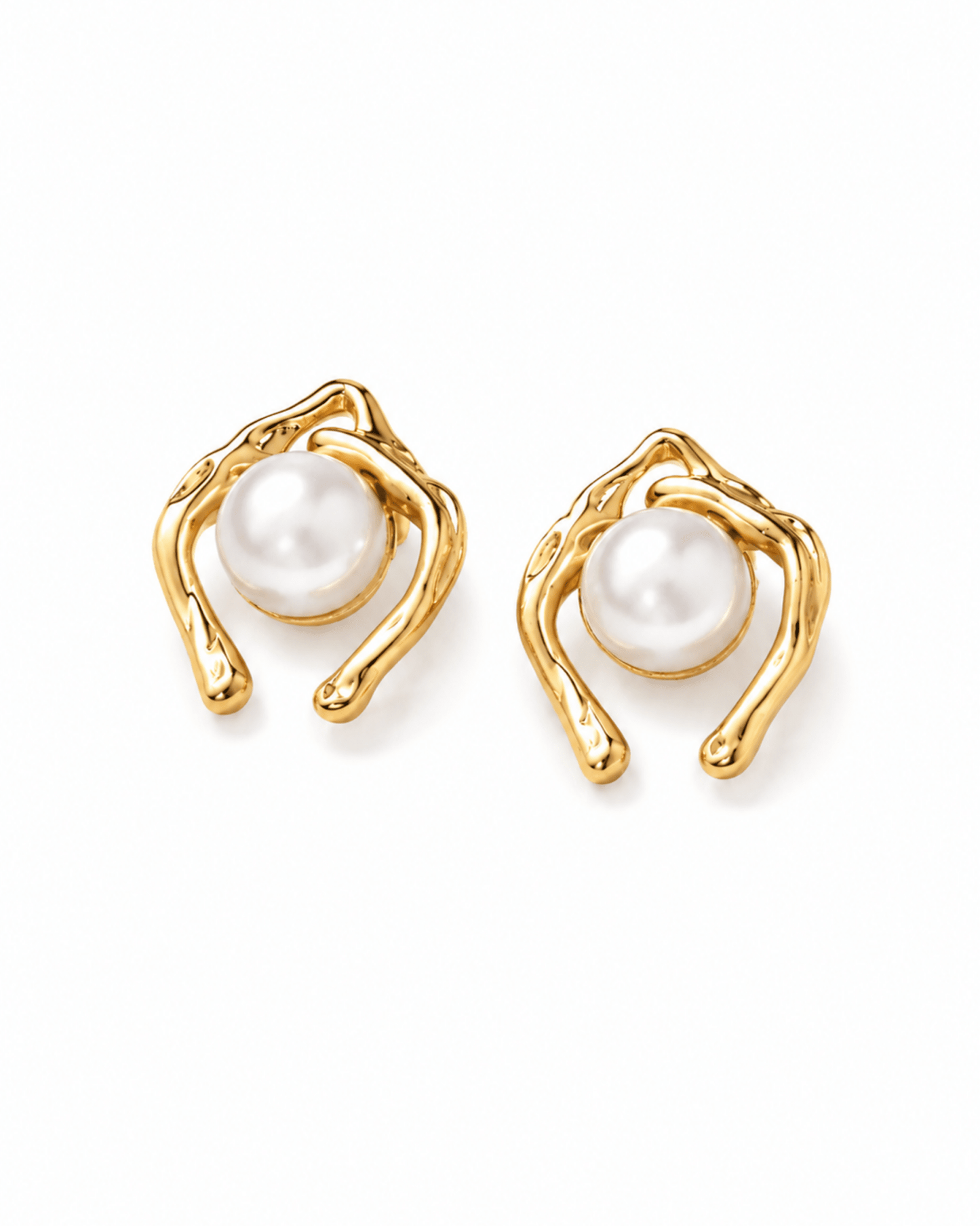 Pearl Stud Earrings for Women | Anti - Tarnish Abstract Frame Pearl Earring Waterproof Hypoallergenic - Anamora