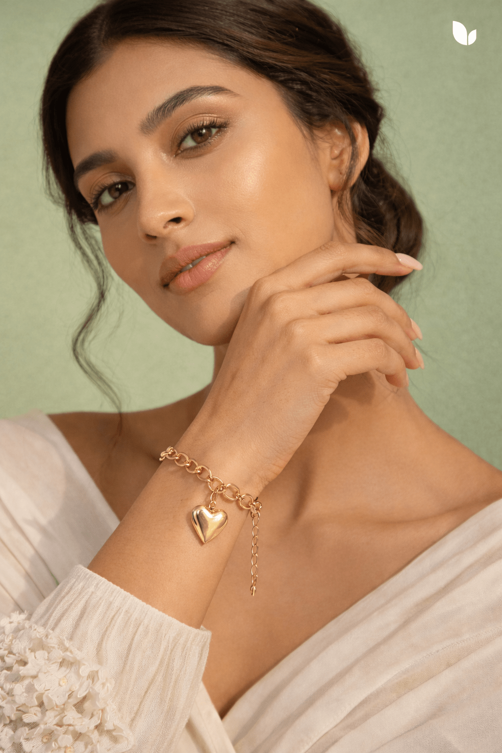 Puffy Heart Charm Bracelet for Women | Anti - Tarnish Waterproof Gold - Plated Cuban Chain Bracelet - Anamora