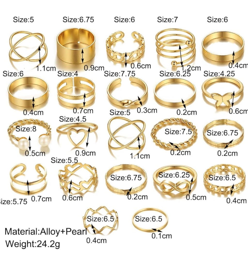 Anamora's Fashion 44 pcs Combo Set Gold and Silver Plated Rings for Women and Girls Latest Stylish (cmb300)