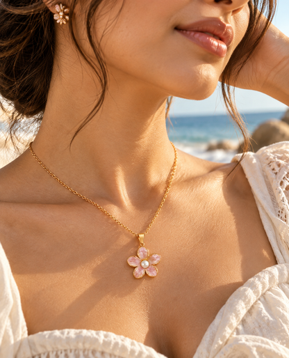 Pink Pearl Blossom Necklace x Anamora Anamora