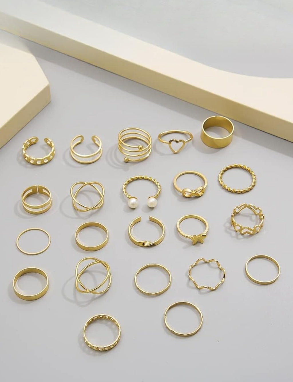 Anamora's Fashion 44 pcs Combo Set Gold and Silver Plated Rings for Women and Girls Latest Stylish (cmb300)