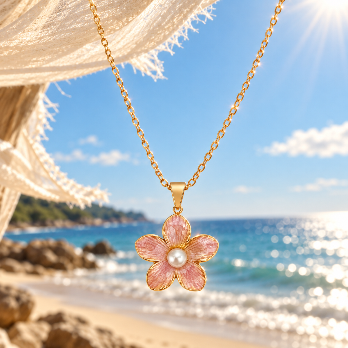 Pink Pearl Blossom Necklace x Anamora Anamora