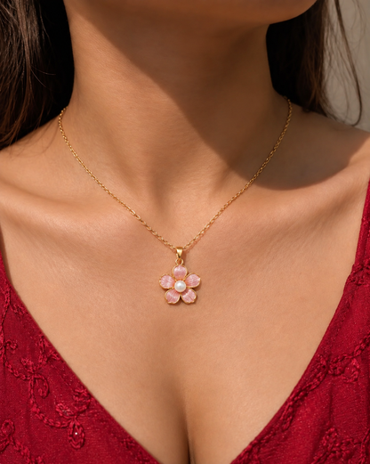 Pink Pearl Blossom Necklace x Anamora Anamora