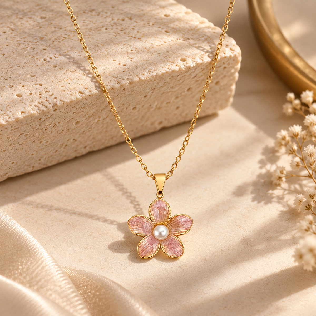 Pink Pearl Blossom Necklace x Anamora Anamora