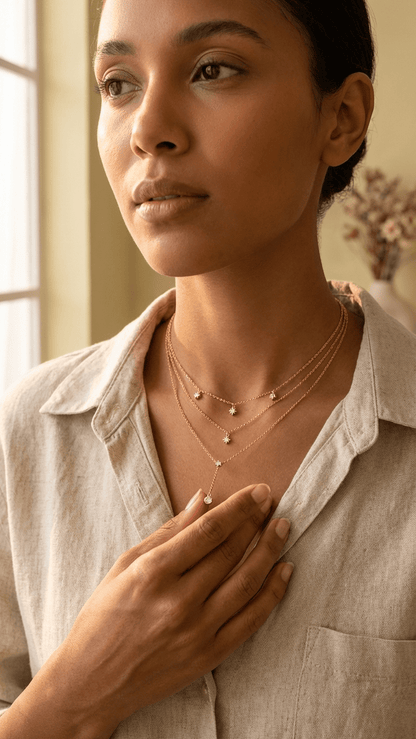 Triple Layer Star Necklace | Gold | Anti - Tarnish | Minimal Jewelry - Anamora