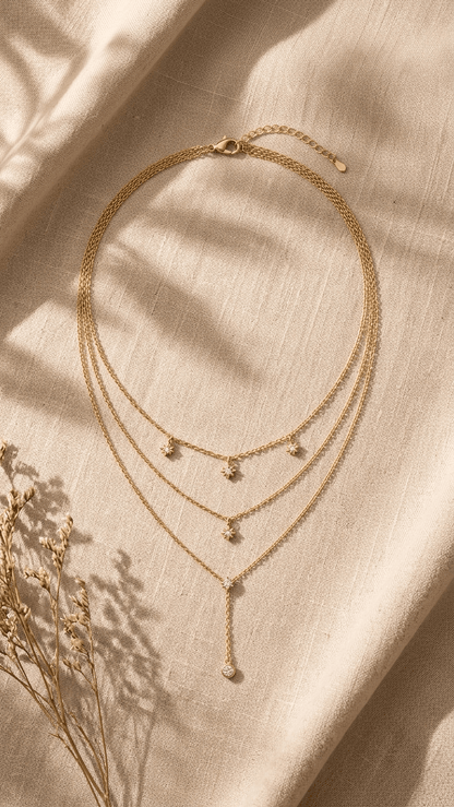 Triple Layer Star Necklace | Gold | Anti - Tarnish | Minimal Jewelry - Anamora