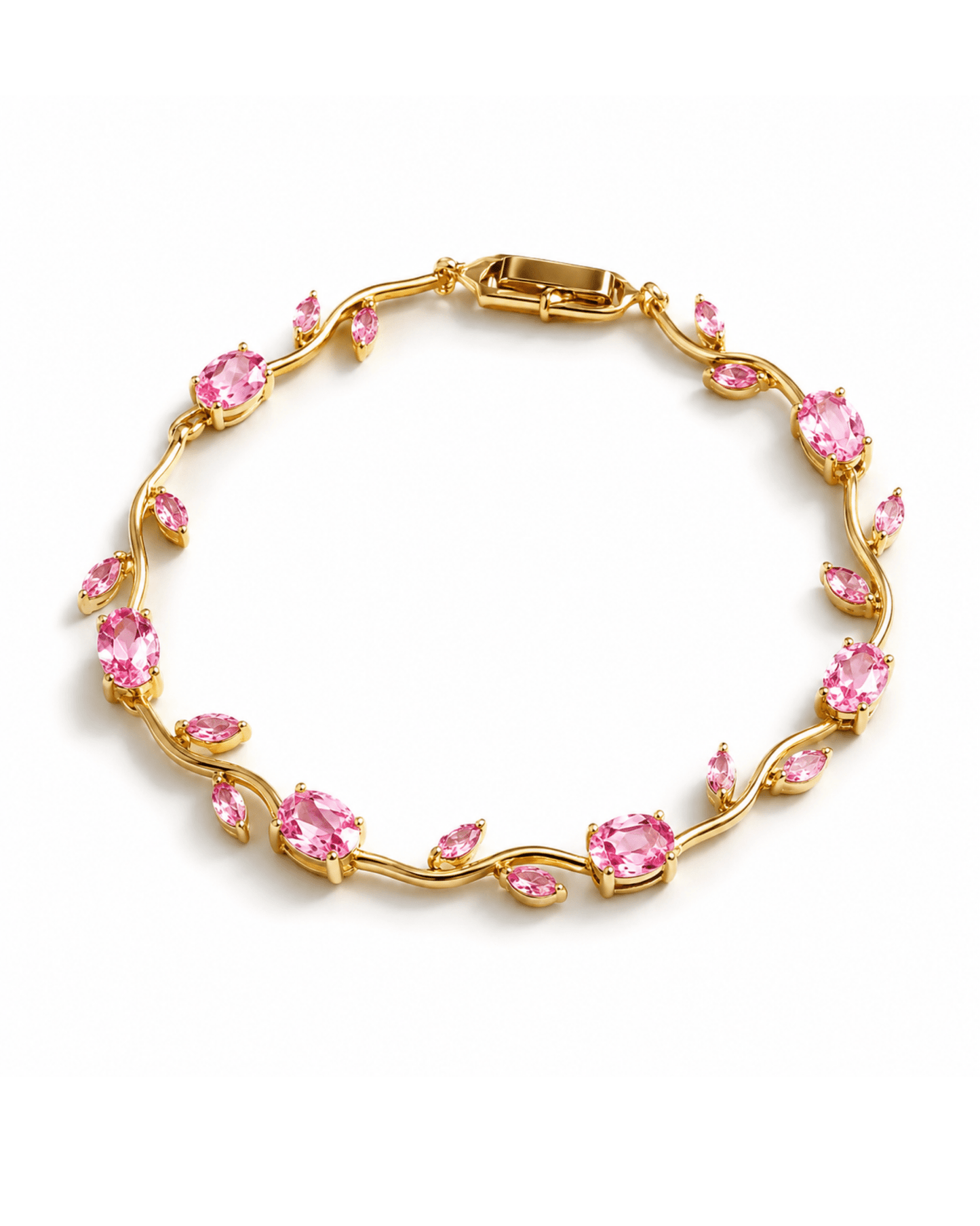 Tulip Vine Bracelet for Women | Gold Floral Stone Chain Bracelet - Anti - Tarnish Minimal Party Wear - Anamora