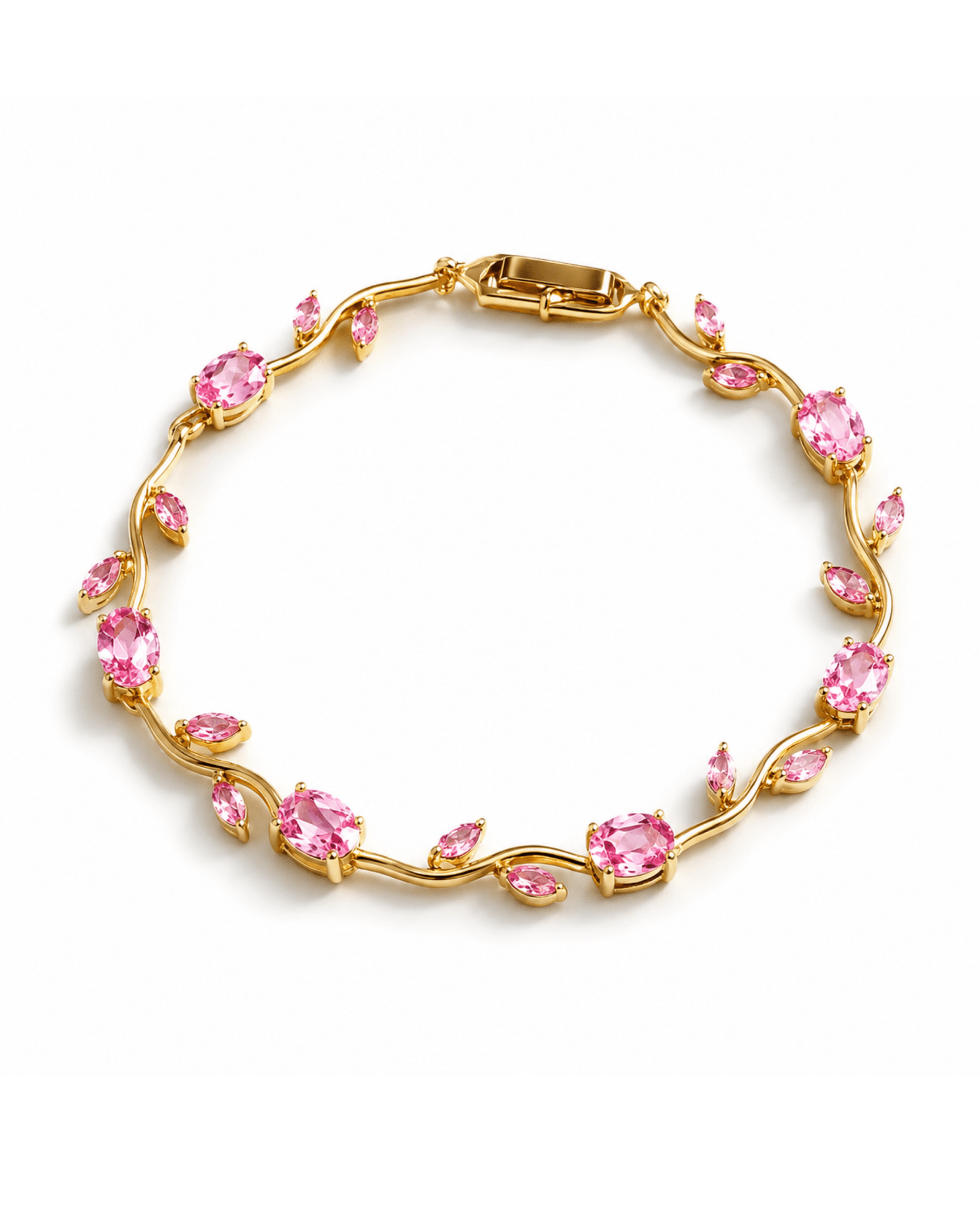Tulip Vine Bracelet for Women | Gold Floral Stone Chain Bracelet - Anti - Tarnish Minimal Party Wear - Anamora