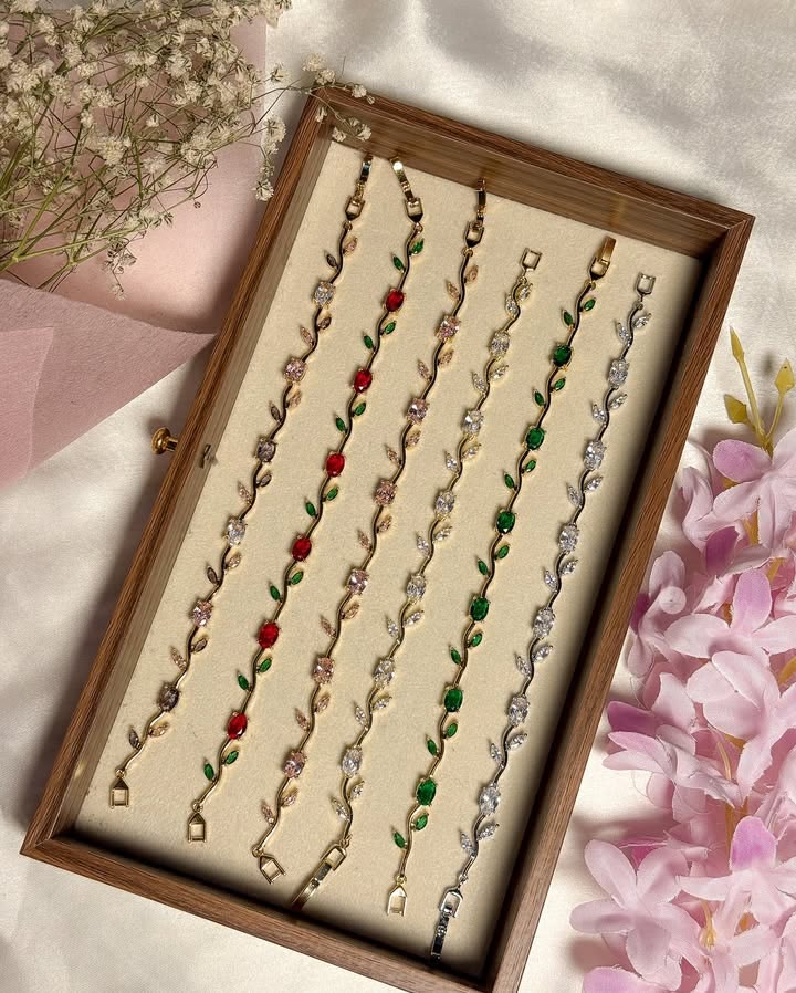 Tulip Vine Bracelet for Women | Gold Floral Stone Chain Bracelet - Anti - Tarnish Minimal Party Wear - Anamora