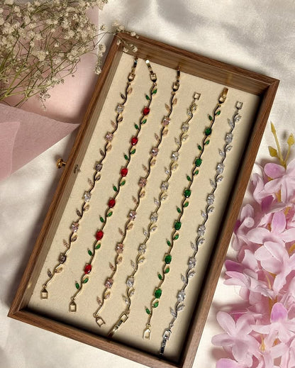 Tulip Vine Bracelet for Women | Gold Floral Stone Chain Bracelet - Anti - Tarnish Minimal Party Wear - Anamora