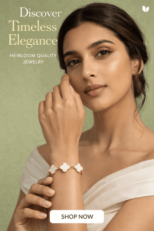 White Clover Bracelet for Women | Anti - Tarnish Waterproof Gold - Plated 5 - Motif Chain Bracelet - Anamora